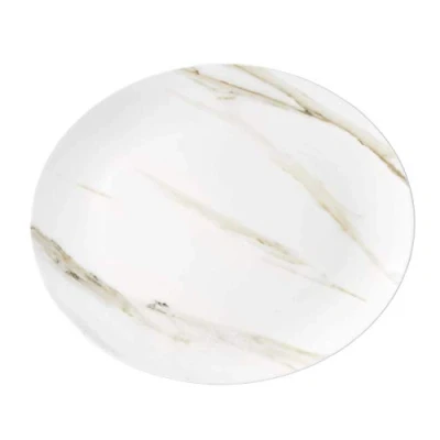 Image of Wedgwood 40024340 Vera Wang Venato Imperial Oval Platter 35cm/13.75in, Ceramic, White