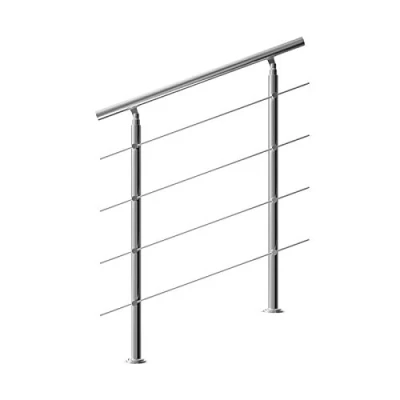 Image of MONZANA® 100 cm Stainless Steel Handrail Bannisters with 4 Cross Members Indoor Or Outdoor Use Adjustable Angle Brushed Transitional Tubular Stair Railings Balustrade Balcony