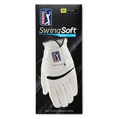 Image of PGA Men&#039;s Leather Golf Glove Left, Bright White, M/L