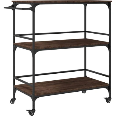 Image of vidaXL Kitchen Trolley Brown Oak 100.5x50x105 cm Engineered Wood