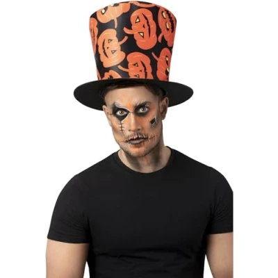Image of Smiffys Pumpkin Top Hat, Halloween Fancy Dress Accessory, Up Hats
