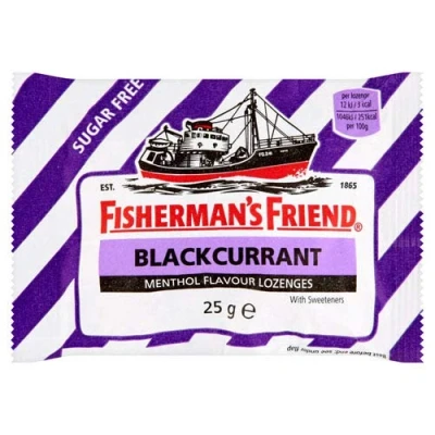 Image of Fishermans Friend Blackcurrant Menthol Flavour Lozenges with Sweeteners Pack of 24 x 25G
