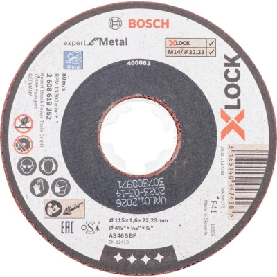 Image of Bosch Professional Straight Cutting Disc Expert (for Metal, X LOCK, Diameter 115 mm, Bore Diameter: 22.23 Thickness: 1.6 mm)