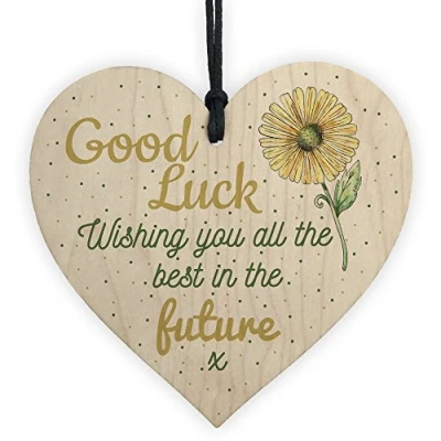 Image of RED OCEAN Colleague Leaving Job Goodbye Wooden Hanging Heart Sign Gift Teacher Childminder Good Luck Thank You
