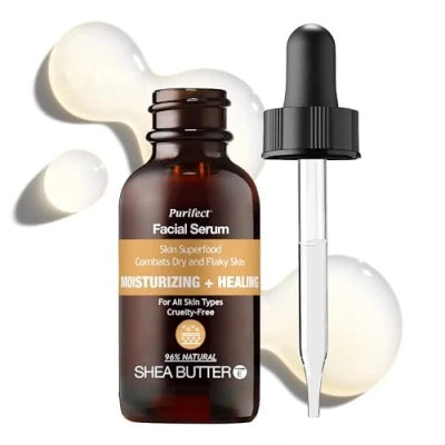 Image of Purifect Shea Butter Facial Serum with Vitamin E Oil, Moisturizing and Healing Combats Dry Skin, Moisturises Protects Skin Barrier 30ml