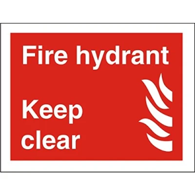 Image of Seco Fire Hydrant Keep Clear &amp; Sign, 300mm x 200mm Self Adhesive Vinyl