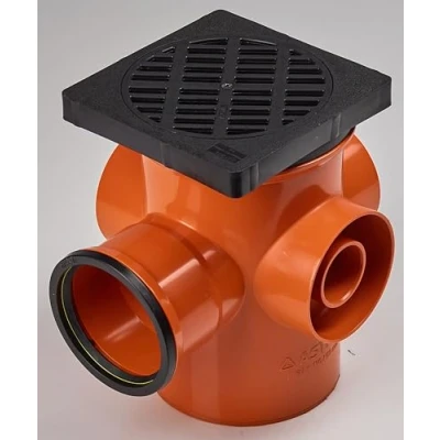 Image of 110mm Orange Underground Pipe Fittings, Push Fit Fittings Universal Bottle Gully, Drainage Gully Trap A15 Loading Class, with Back Inlet plugged