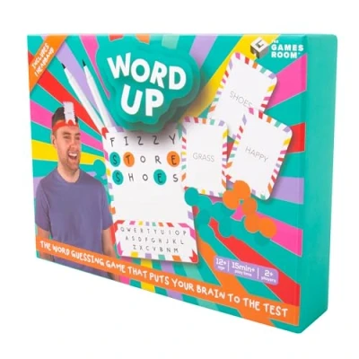 Image of Word Up Game. An Exciting and Fast Paced Guessing Compete to Guess the 5 Letter on Your Head! Includes 2 Boards, 1 Headband, Whiteboard Pens &amp; 50 Cards.