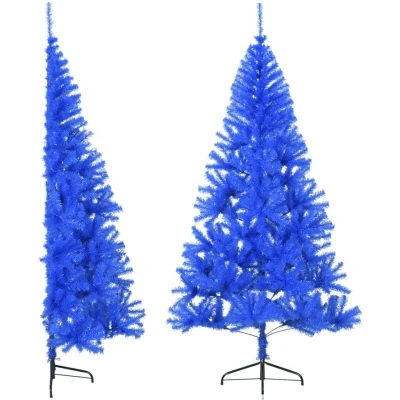 Image of vidaXL Artificial Half Christmas Tree with Stand Blue 210 cm PVC