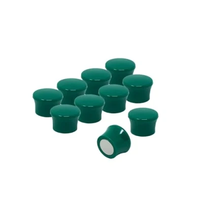 Image of Small High Power Green Memo Board Magnets for Fridge, Whiteboard, Noticeboard, Filing Cabinet Pack of 10