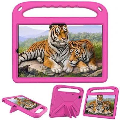 Image of for Samsung Galaxy Tab A7 10.4 inch (2020) SM T500/T505 Tablet Case Kids Friendly Lightweight Shockproof Cover with Handle Stand Rose Red