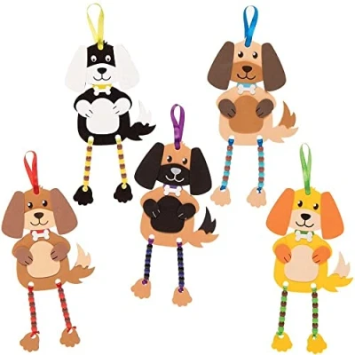 Image of Baker Ross FE397 Dog Craft Bead Hanging Decoration Kits Pack of 5, Creative Art And Activities For Kids To Make Decorate