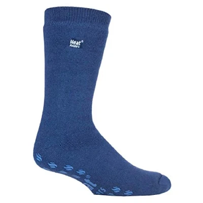 Image of IOMI Heat Holders Mens Ladies Thick 3.1 TOG Warm Non Slip Grip Thermal Slipper Socks for Raynauds (6 11 uk, Deep Blue (Raynauds))