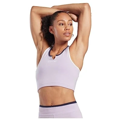 Image of Reebok Women&#039;s Workout Ready Train All Over Print Sports Bra, Purple Oasis, XS UK