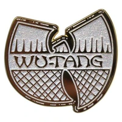 Image of Rock Off officially licensed products Wu Tang Clan White &amp; Gold Logo Pin Badge One Size