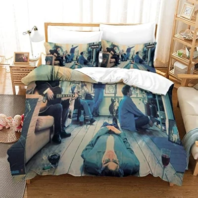 Image of Kuokuo Oasis Band Duvet Cover 3D Design Soft Comfortable Quilt Breathable Comforter Girls Boys Bedding Set With Zipper Closure Microfiber 3Pcs Double（200x200cm）