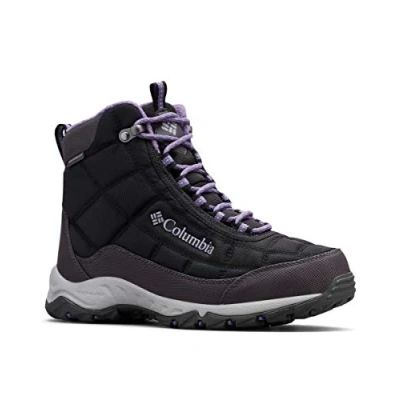 Image of Columbia FIRECAMP BOOT Waterproof Women&#039;s Snow Boots, Black x Plum Purple, 9 UK
