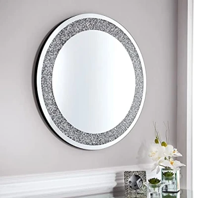 Image of Biznest 60Cmlarge Jewel Round Wall Mirror Loose Diamante Crystal Room Decoration Ideas