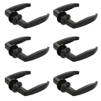 Image of Amig Set of 6 Aluminium Window Handle Model 45 Ergonomic Design 105 x 40 mm for Interior and Exterior Doors Resistant to Rust Corrosion Black Colour 35/45 Door Width