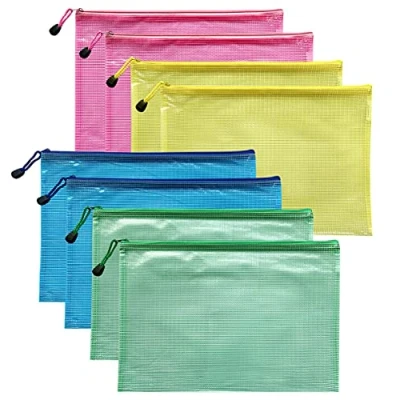 Image of A5 Document Folder File Zipper Bags Plastic Wallets Extra Thick 8PCS (A5 Zip Bag)