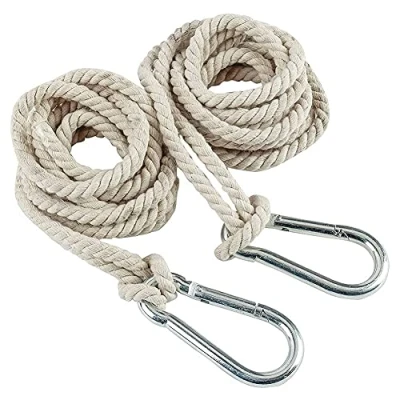 Image of YURRUON Tree Swing Ropes, 2Pcs Hammock Hanging Rope Adjustable Hooks Strap Garden Furniture Accessories (4m Single Rope)