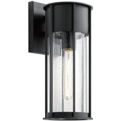 Image of Camillo 1 Light Medium Outdoor Wall Lantern Textured Black IP44