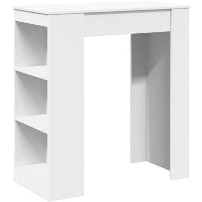 Image of vidaXL Bar Table with Storage Racks Engineered Wood Bistro Style, White, 95x47x103.5 cm for Kitchen, Living Room, Dining Area