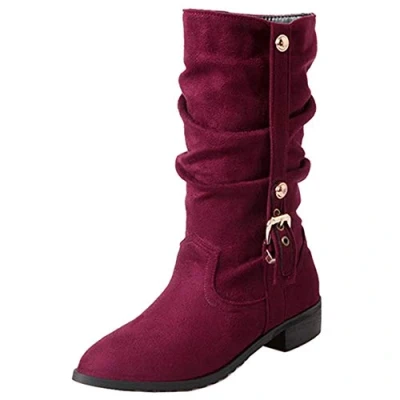 Image of Cocey Women Mid Calf Roman Boots Red