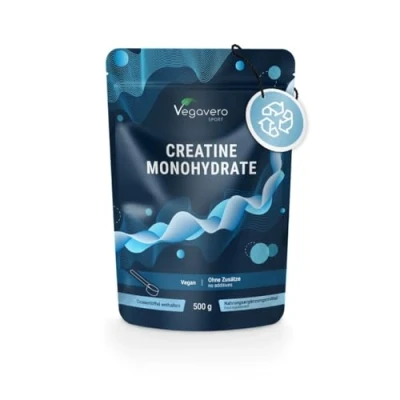 Image of Vegavero Creatine Monohydrate Powder Pure Unflavoured 3,4 mg per Day 147 Portions Performance and Muscle Building NO Additives Lab Tested 500g Vegan