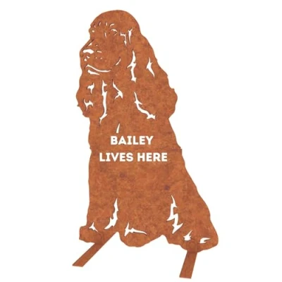 Image of LOGI English Springer Spaniel Garden Ornament Christmas Decoration Gift Setter Statue Figurine Metal Home Decor Sculpture Working Cocker Birthday (Personalised Natural)