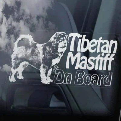 Image of LMMIXEE Tibetan Mastiff on Board Stickers Car Decal Window Dog Sign Mom Dad Vinyl Die Cut Decals Funny Bumper Owner Gift