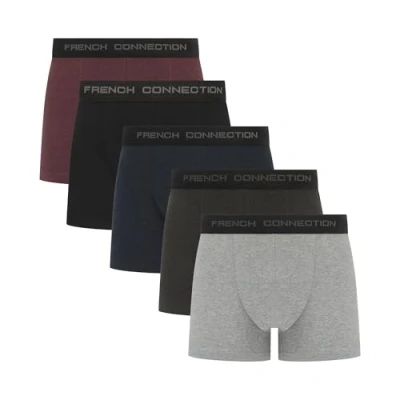 Image of French Connection &#039;FC71&#039; Mens Multipack Boxer Shorts Cotton Stretch, 5 Pack, Soft and Breathable Underwear (XX Large)