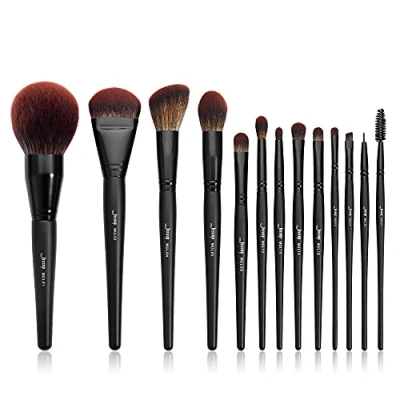 Image of Jessup Makeup Brushes Set 13pcs, Professional Vegan Foundation Powder Contour Blush Highlight Eyeshadow Blending Concealer Spoolie EyeLiner Brush, Phantom Black T300