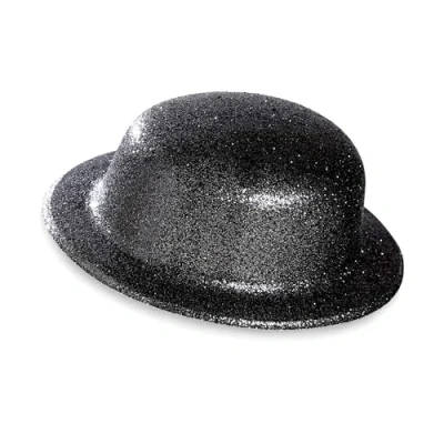 Image of WIDMANN 28043 Glitter Bowler Hat Adult Unisex, Birthday Party, New Year, Brazilian Carnival, Black Color