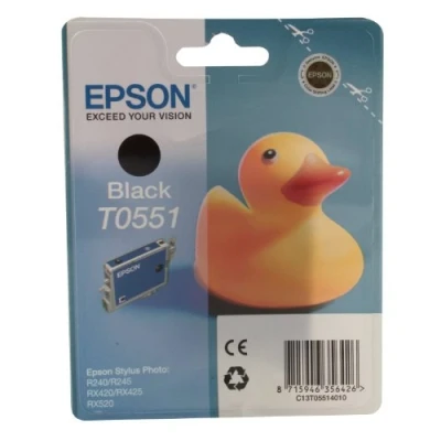 Image of Epson T0551 Black Ink Cartridge for Printers (Original, Pigment Based Ink, Black, Epson, Stylus Photo RX520 RX425 RX420 R240, 1 Piece)