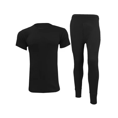 Image of 989Zé ENZO Thermal Underwear Set Long Sleeve Tops Johns T Shirt Winter Ski Wear Thermals Thml Shortsleeve Suit Black 2XL