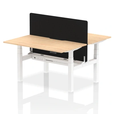 Image of Air B2B 1400x800 Adjustable 2P Bench Desk Scallop Maple/White + Screen