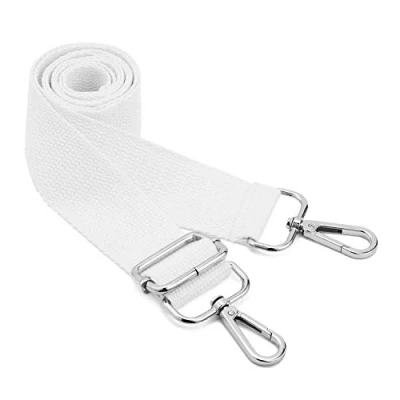 Image of DEVPSISR Wide Shoulder Purse Strap Replacement Adjustable Belt Canvas Bag Crossbody Handbag, Silver Buckle white, 51inch