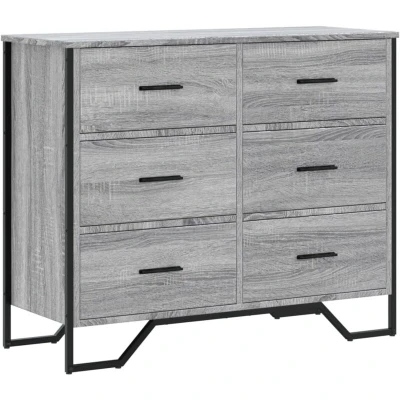 Image of vidaXL Chest of Drawers Grey Sonoma 91x35.5x74.5 cm Engineered wood