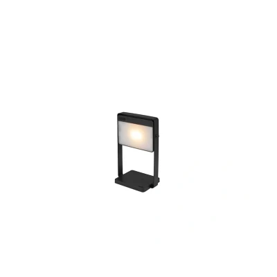 Image of Nordlux Saulio LED table lamp, black, IP44, aluminium, USB, rechargeable battery