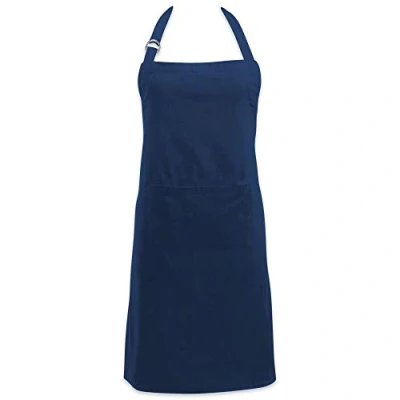 Image of DII 100% Cotton, Professional Unisex Bib Chef Kitchen Apron, Adjustable Neck &amp; Waist Ties, Front Pocket, Durable, Comfortable, Restaurant Cafe Unifrom, Perfect for Cooking, Baking, BBQ Nautical Blue