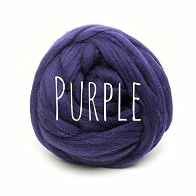 Image of Chunky Wool Purple for arm Knitting Blanket Weaving Felting Jumbo Yarn Giant Soft 250g (0.55lb)