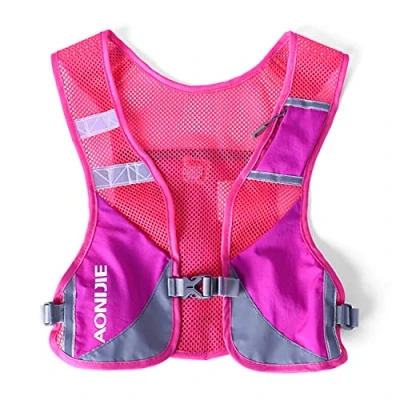 Image of Reflective Hydration Pack Backpack Running Vest Marathon Runner Rucksack Cycling for Men &amp; Women (Rose)