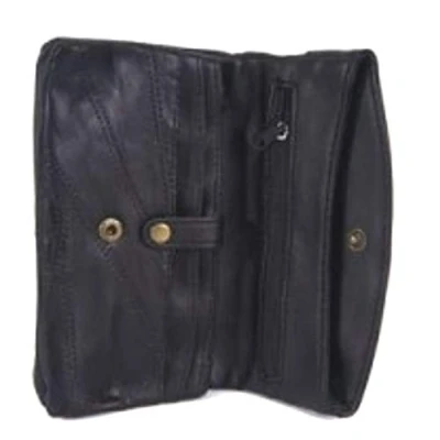 Image of Ladies Black or Red Leather Patchwork Multi Pocket Purse Wallet by Lorenz (Black)
