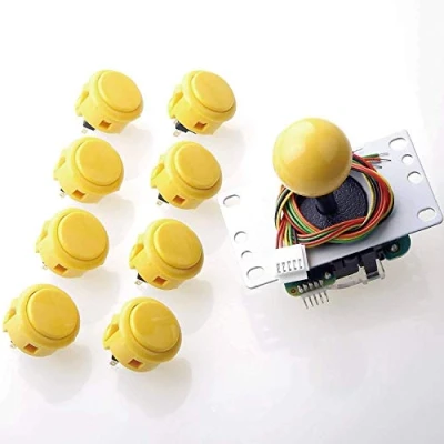 Image of Sanwa JLF TP 8YT Joystick + 8 pcs OBSF 30 Push Button Bundle Kit Color : Yellow for Arcade Game 4 &amp; Way Adjustable, Compatible with Catz Mad SF4 Tournament S@NWA