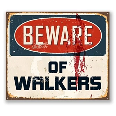 Image of 2 x 10cm Beware of Walkers Sticker Car iPad Laptop Decal Fun Sign Zombie #5732 (10cm Wide 8.5cm Tall)