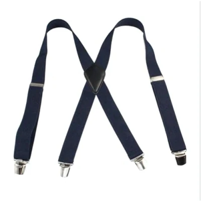 Image of Mens Elasticated Heavy Duty Clip On Trouser Braces Adjustable Suspenders (Blue)