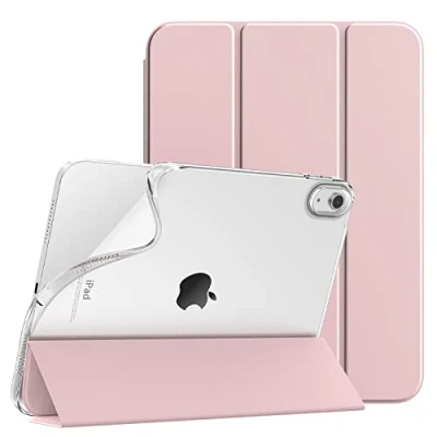 Image of TiMOVO Case for iPad 10th Generation 2022, Slim Stand 10.9 inch, Soft TPU Back Cover, Smart Folio Protective Leather Fit 10 Light Pink