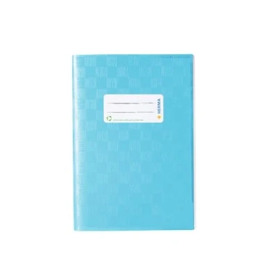 Image of HERMA 7433 Notebook Covers A5 Raffia Light Blue, Pack of 25, Book with Label &amp; Structure Made Durable Wipe Clean Polypropylene Film, Cover Set for School Notebooks,