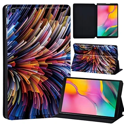 Image of Printed Leather slim lightweight Stand Cover Case for Samsung Galaxy Tab A 10.1 2019 (Model: SM T510 T515), with Function (Black) (abstract color 5)